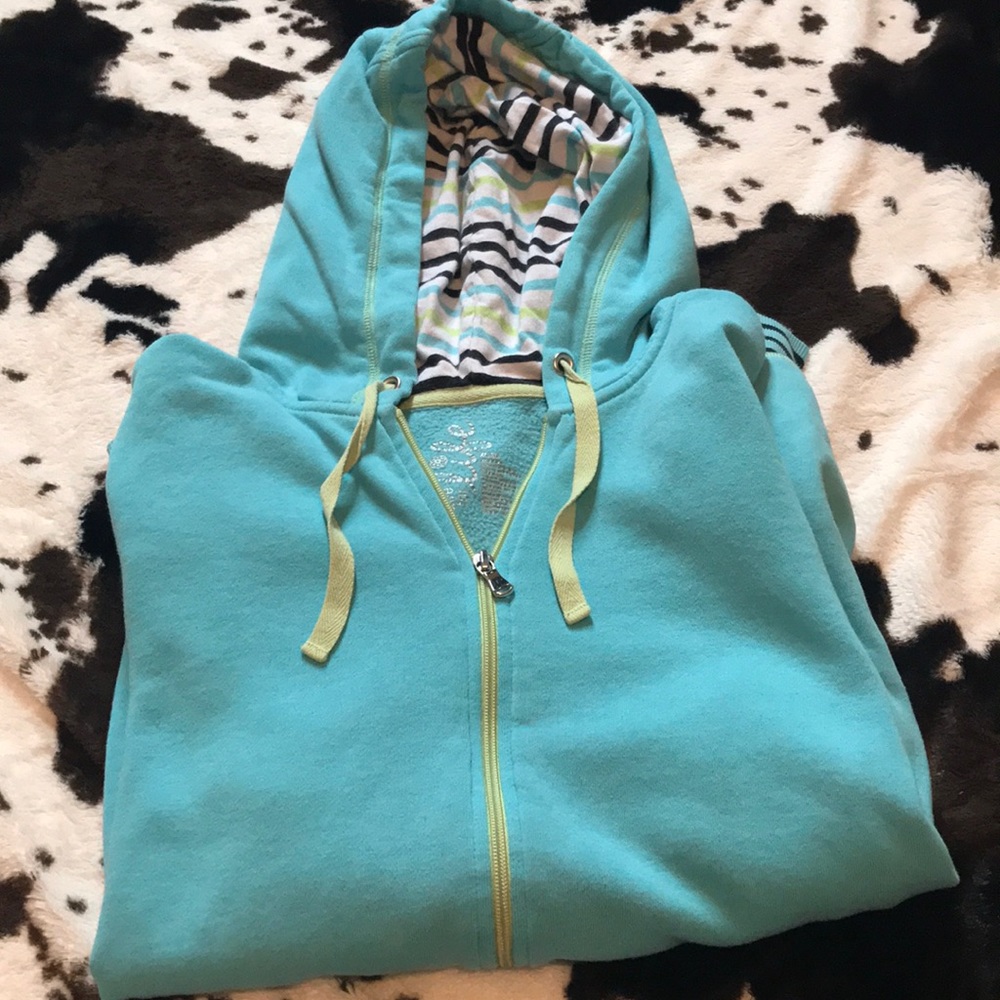 Hooded zip up sweater with pocket